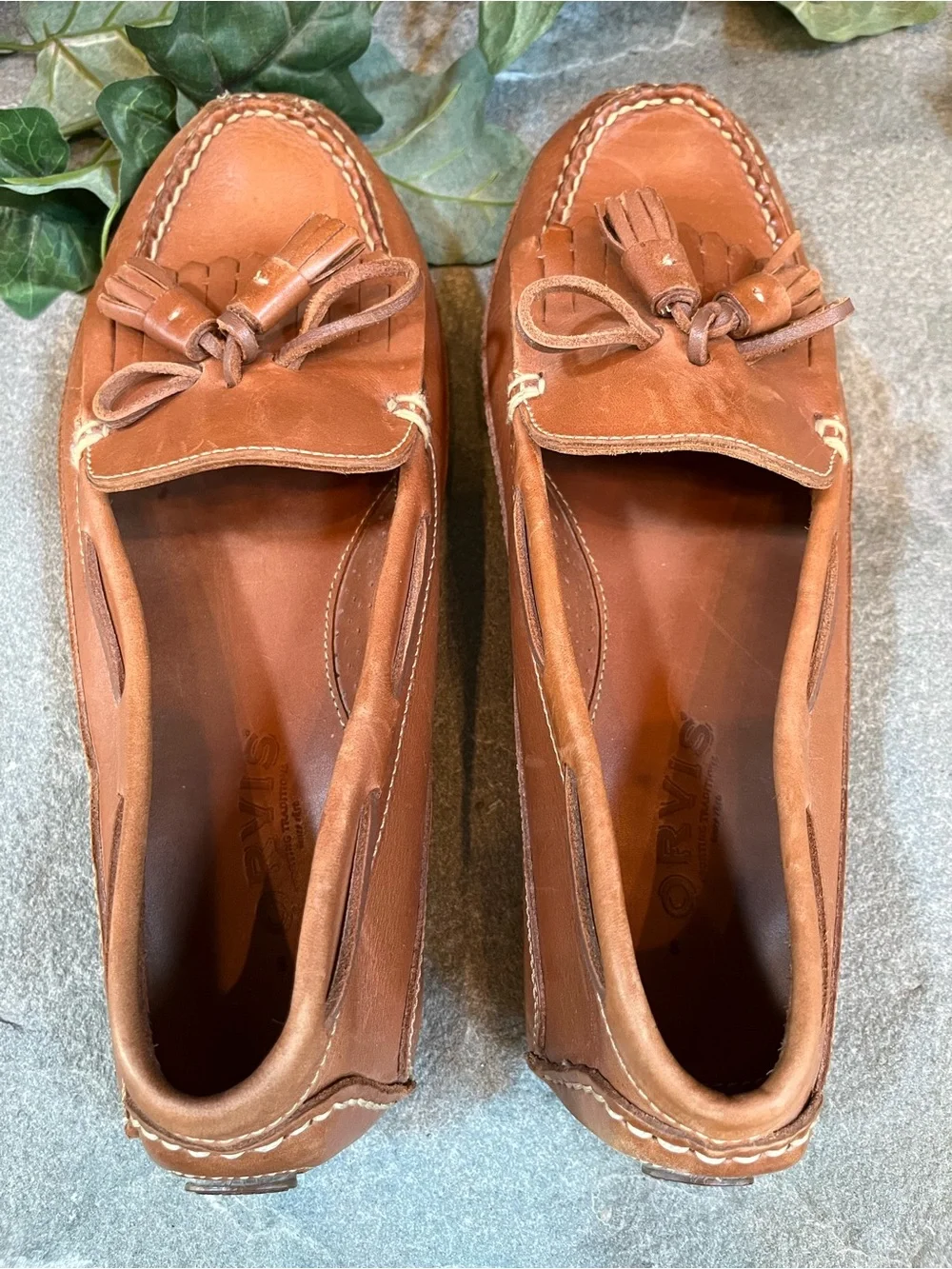 Orvis Kiltie Tassel Loafers Driving Shoes Brown Leather Brazil Men's Size 8M